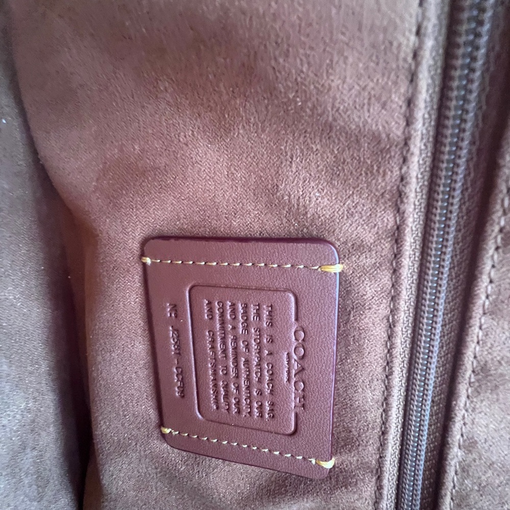 Coach Dark Red Shoulder Bag with Gold Accents - Picture 12 of 13